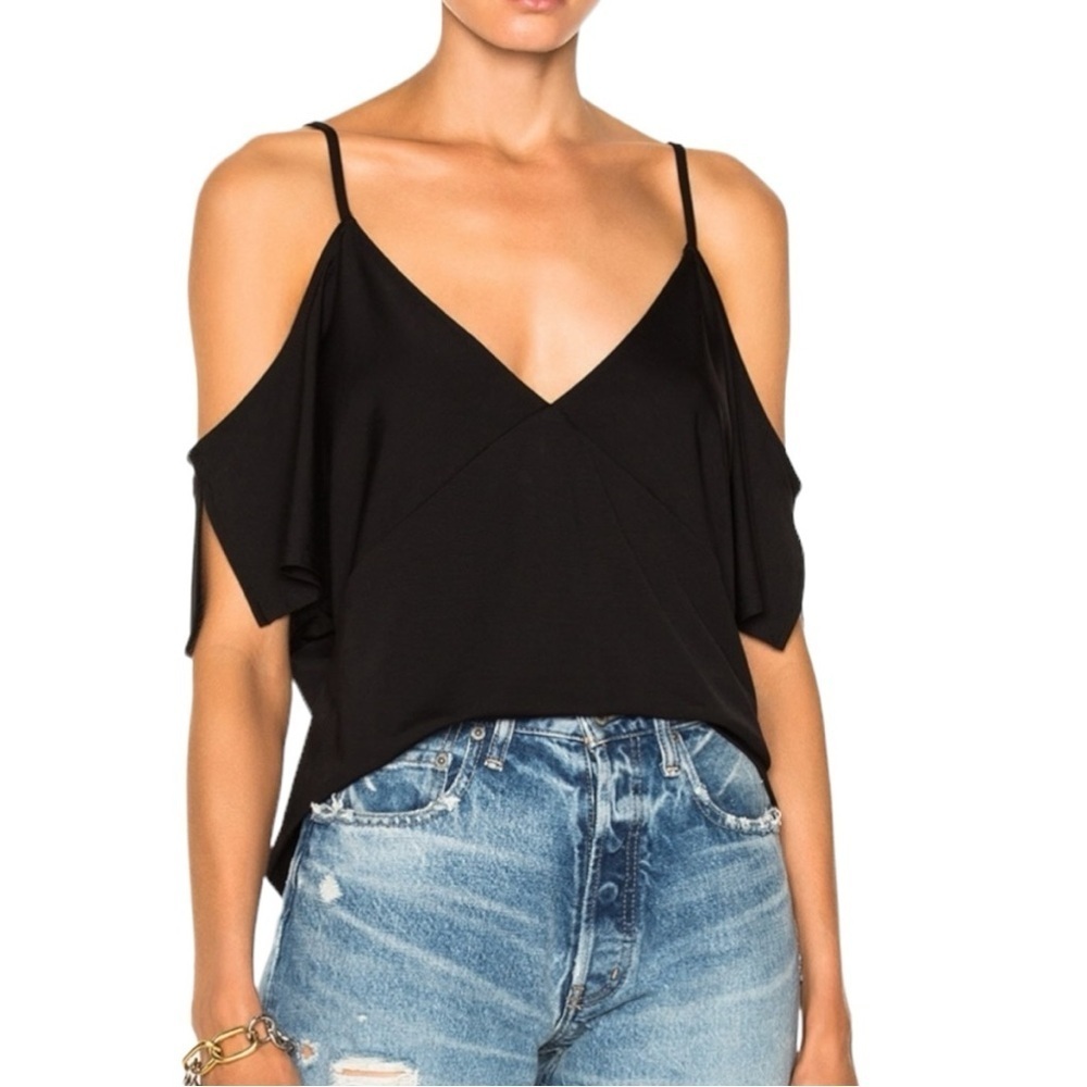 T by Alexander Wang Cold Shoulder Black Tank Top Size XS